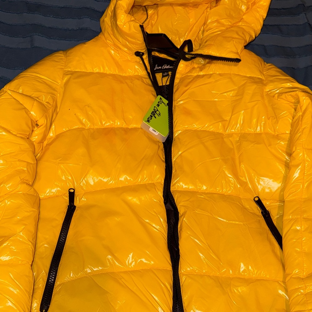 Sam Edelman Black and Yellow Puffer Jacket